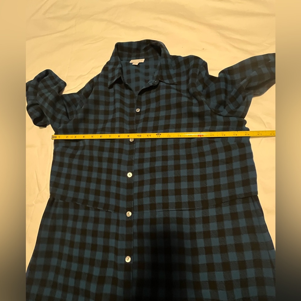J. JILL Women’s Blue/ Black Checkered Classic Button Up Shirt Dress Size M - Picture 12 of 15